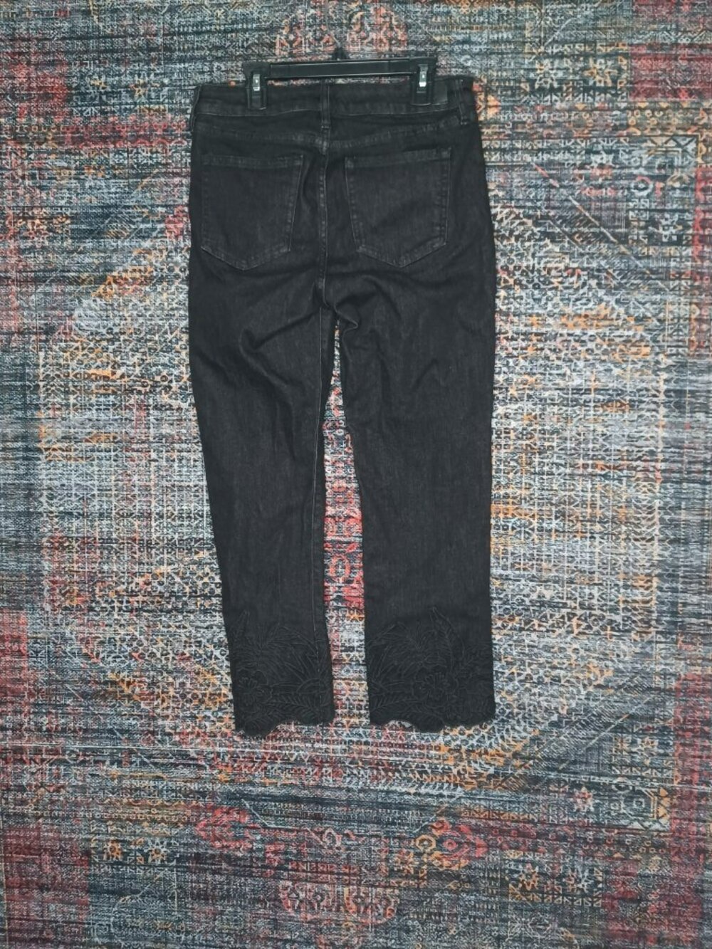 Lauren Ralph Lauren women dark gray stretch embroidered floral capri jeans 4 NWT - Picture 4 of 10